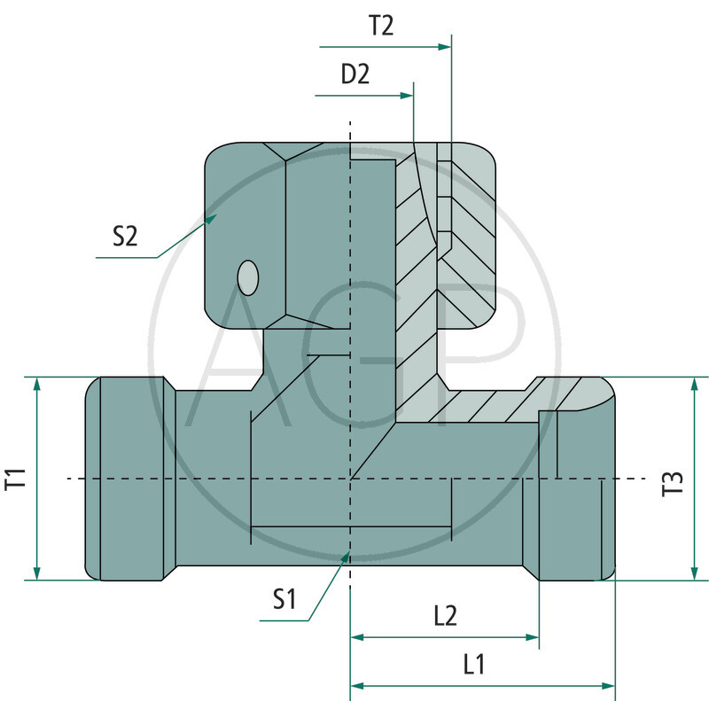 Směrově nastavitelné T-šroubení X-ETV 06 S DKO se závitem M14 x 1,5