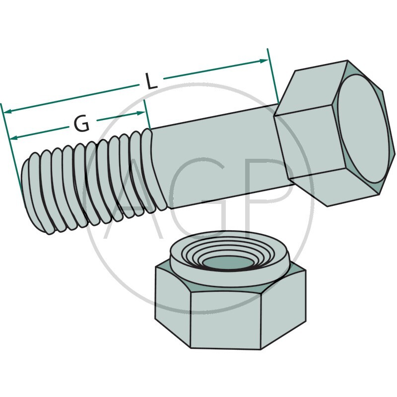 Šroub s maticí M14 x 1,5 x 35 mm na hřeby rotačních bran