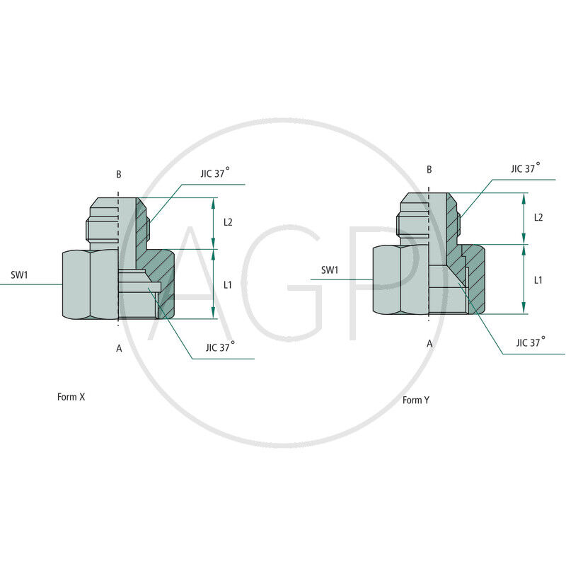 GA 3/4 F-JIC x 7/16 M-JIC