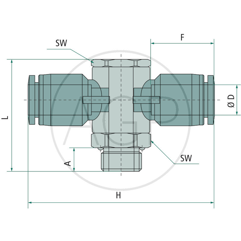 B-TVTEd-4-1/8-KU T-rozdělovač-šroubení