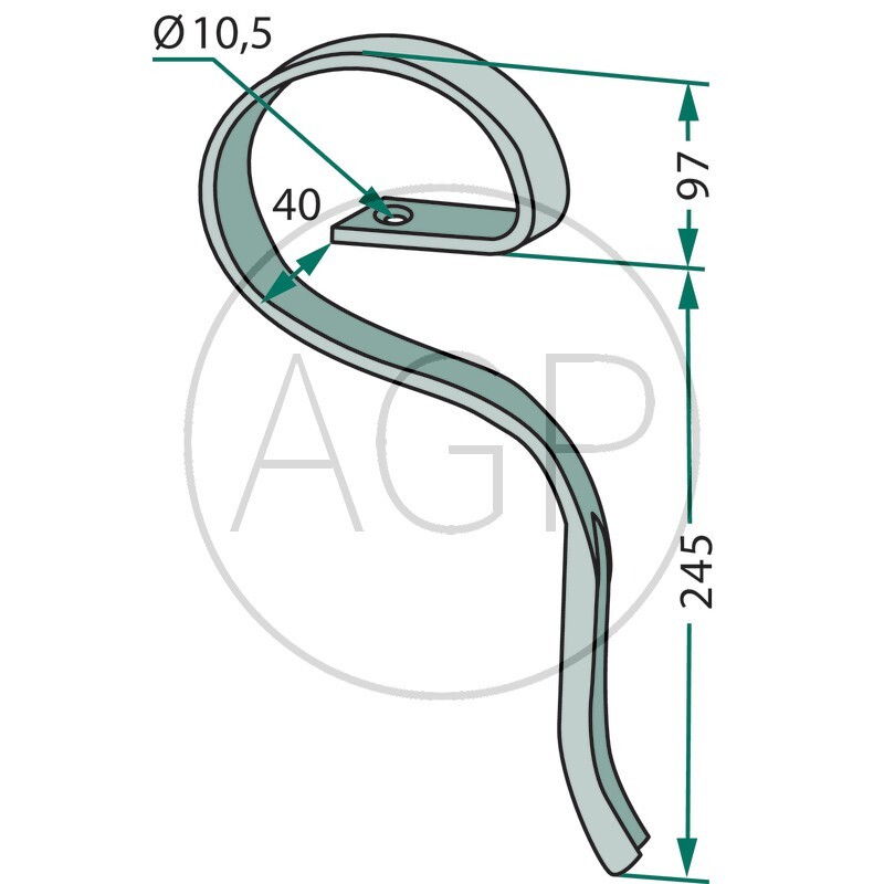 Gare kultivátorové pero 1. řada o rozměru 25 x 8 mm vhodné pro Rau