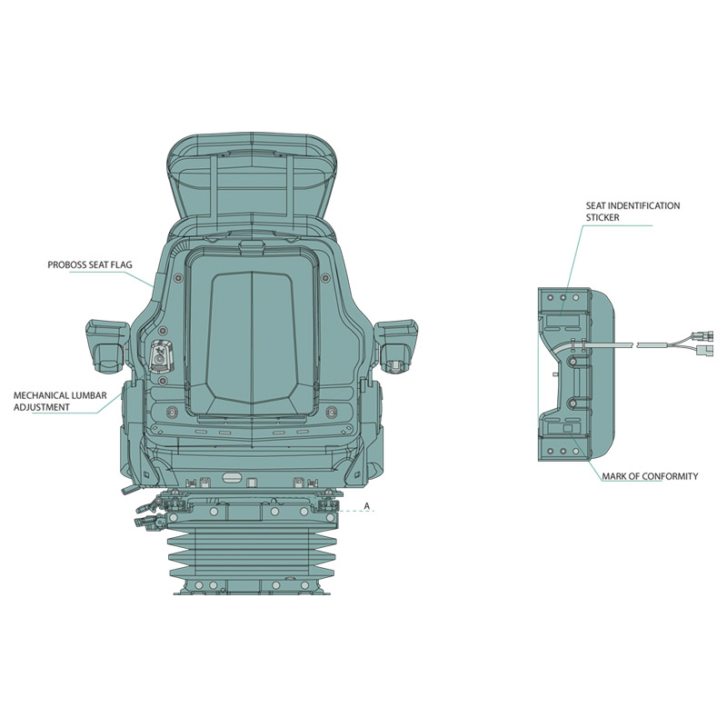 Vzduchové sedadlo Proboss s plnou výbavou, hnědým látkovým potahem s nosností 150 kg vhodný pro John Deere