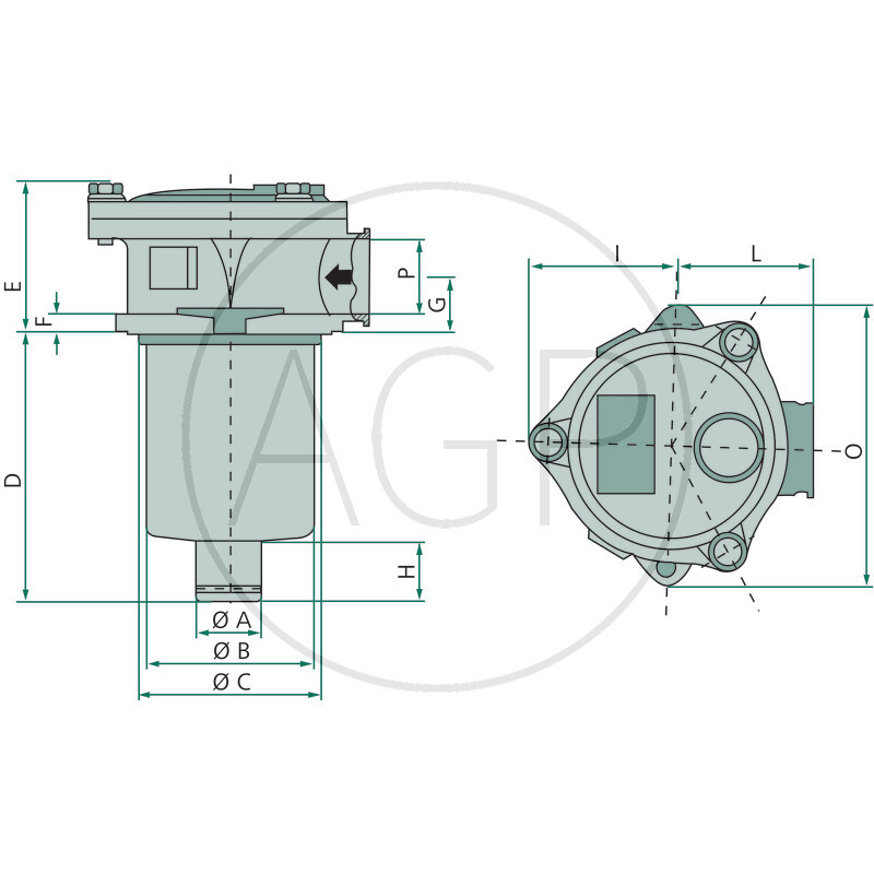 Zpětný filtr pro montáž na nádrž
