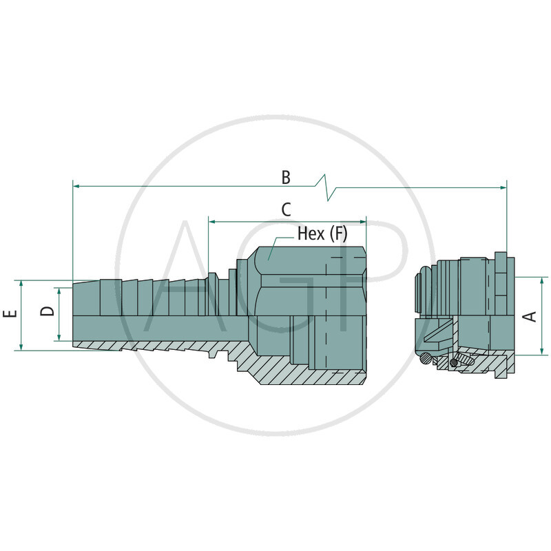 WEO-Zdířka 1 (30 mm); Přípoj 1
