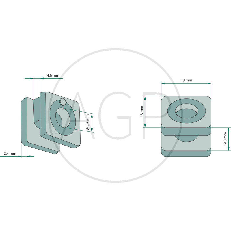 Závit oka o délce 13 mm a vnitřním průměru 4,5 mm