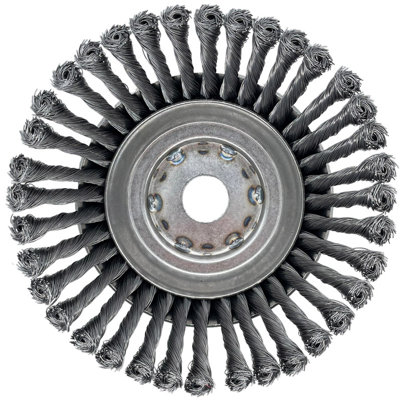Ocelový copánkový kartáč pro křovinořez na plevel o vnějším průměru 180 mm a otvorem 20 mm