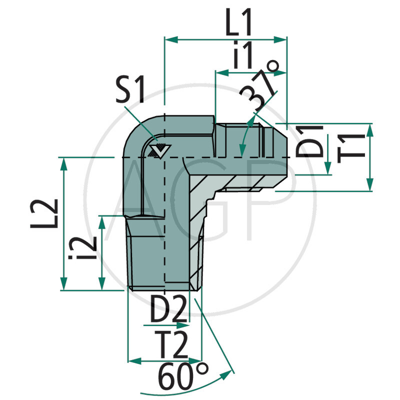 WA-AGJ 1.7/8 - BSPT 1.1/2 90° VA