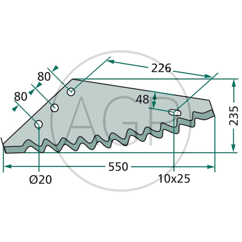 Náhradní nůž pro krmný vůz Faresin, Frasto, Nutrifeed, Omas, Peecon, Unifeed