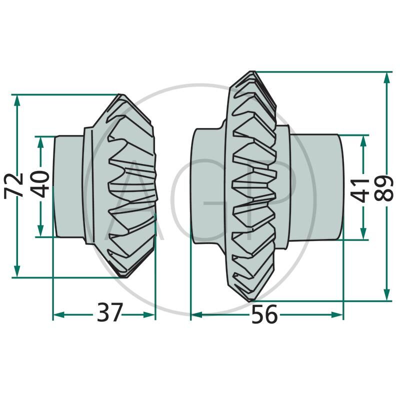 Kuželové soukolí pro Deutz-Fahr, Pöttinger, na série KM, CAT, TM, 27 a 21 zubů