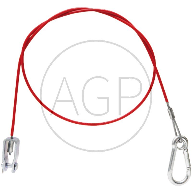 Jistící lanko pro přívěsy, přívěsné vozíky průměr 4 mm délka 1 m karabina x vidlice