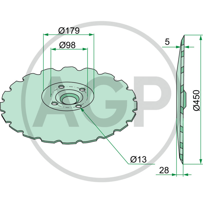 Výsevní disk ozubený vhodný pro Väderstad Carrier Drill bez ložiska 450 x 5 mm