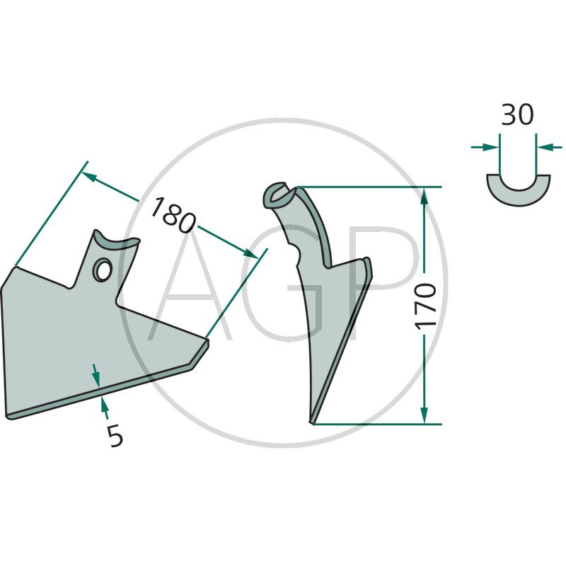 Široký hrot kultivátoru vhodný pro pera 45 x 12 Saphir tloušťka 5 mm