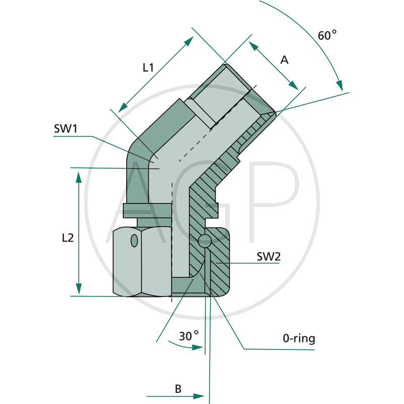 WA 3/4 M-BSP x 3/4 FS-BSP 45°