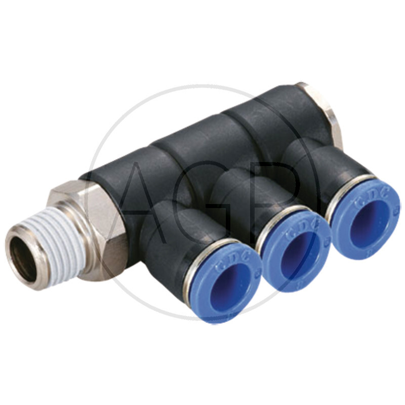 B-WVTEd3-6-3/8-KU Úhlový rozdělovač-šroubení