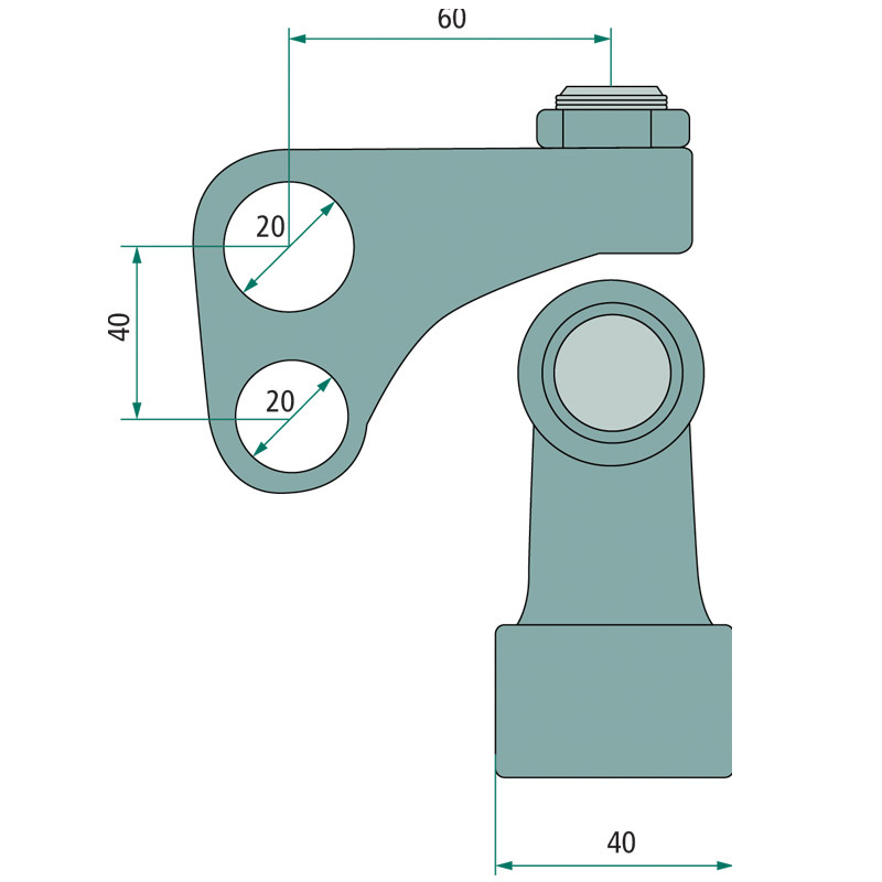  Přidržovač koule K80 pro závěs Scharmüller se štelovacím šroubem pod úhlem 15°