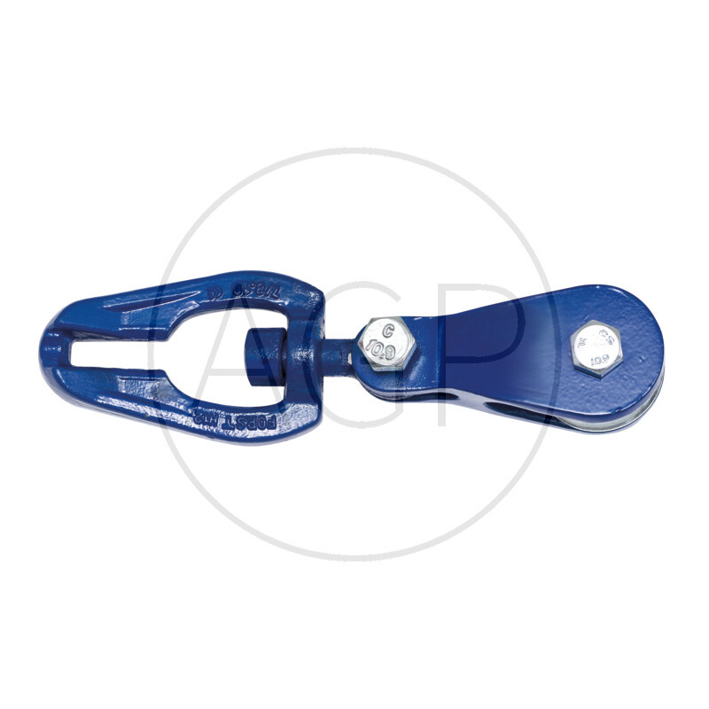 Lanovnice pro lano do Ø14 mm, otočný kluzný třmen na řetězy 7+8 mm tažná síla 6 tun