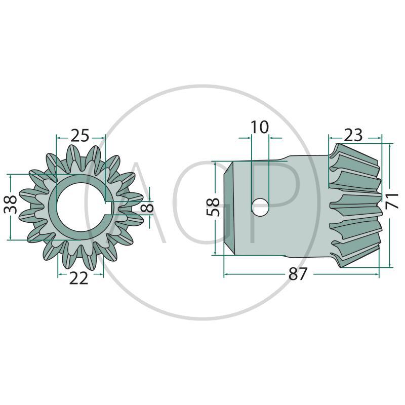 Kuželové ozubené kolo, vnitřní se 16 zuby, vhodné pro Stoll (JF-Stoll) na typy Z 450