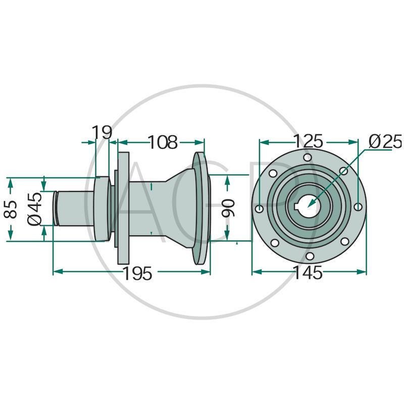 Náboj bubnu s ložiskem, pro Deutz-Fahr, Pöttinger