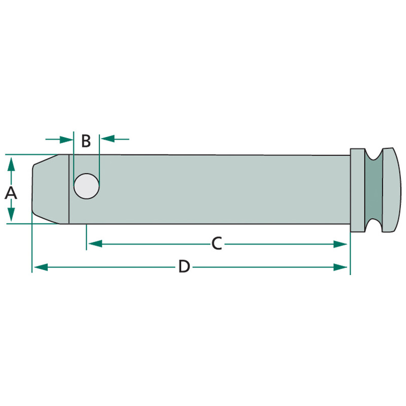 Čep třetího bodu k zajištění o průměru 16 mm délka kolíku 113 mm pro komunální techniku a malé traktory