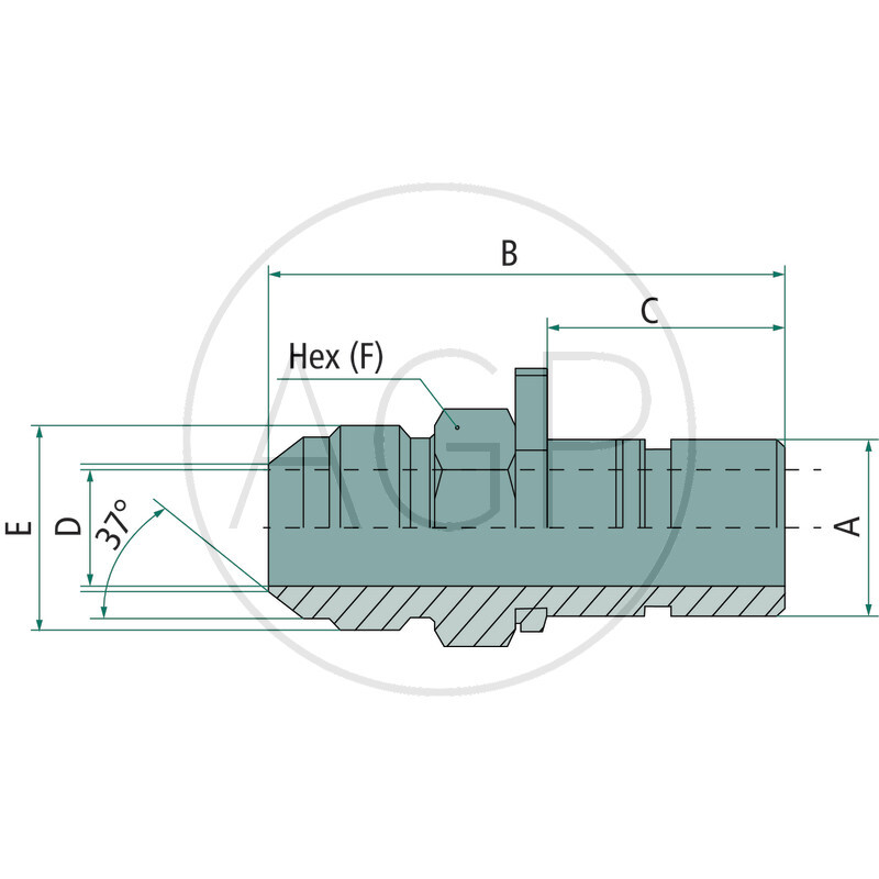 WEO-Adaptér vsuvky 3/8 (13 mm); 3/4-16 UNF vnější závit, JIC 37°