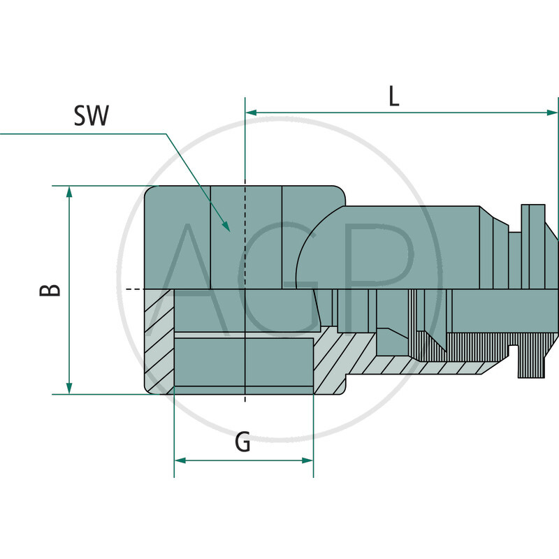 B-WS-4-M5-MSv Úhlový otočný kruhový kus