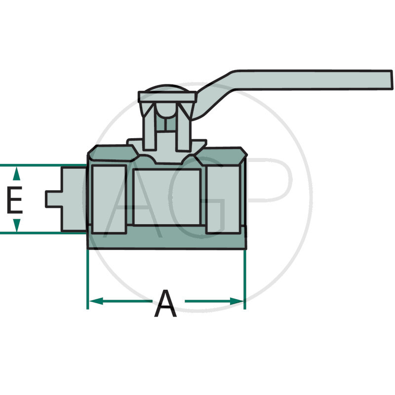 Mosazný kulový ventil, přípoj 3/4, montážní délka 59 mm, 2-cestný ventil, 3/4 vnitřní závit