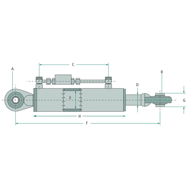 Hydraulický třetí bod o průměru ok 19 mm a o délce 530 - 810 mm včetně bezpečnostního zámku