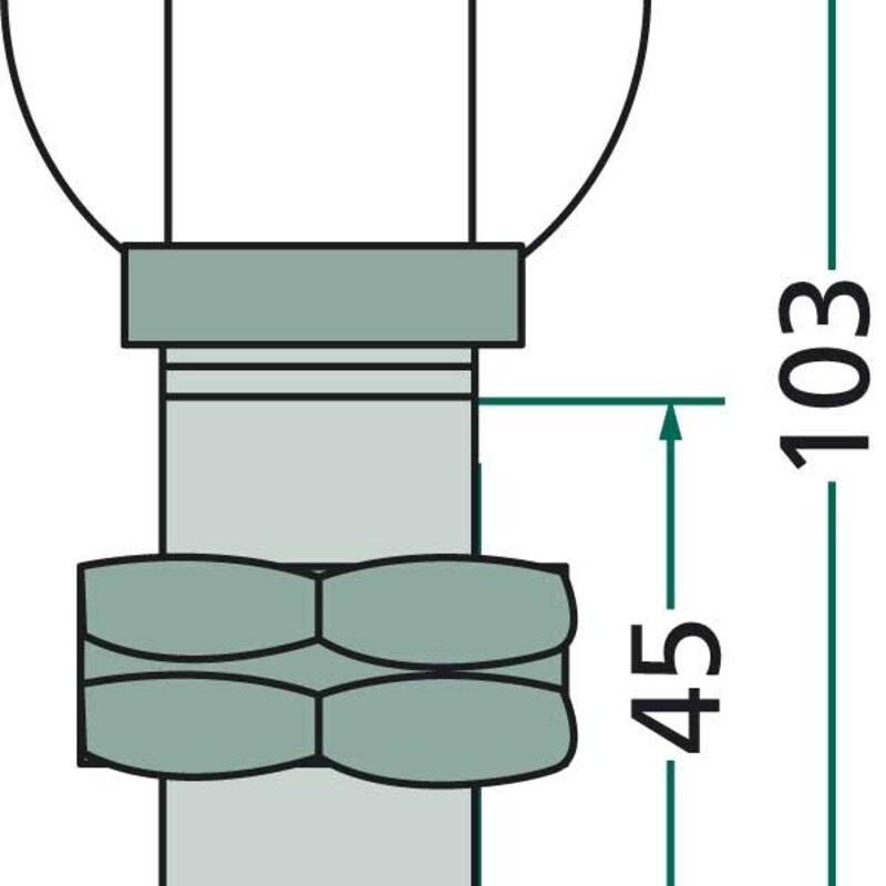 Nástrčná trubka na maják s gumovou čepičkou k našroubování