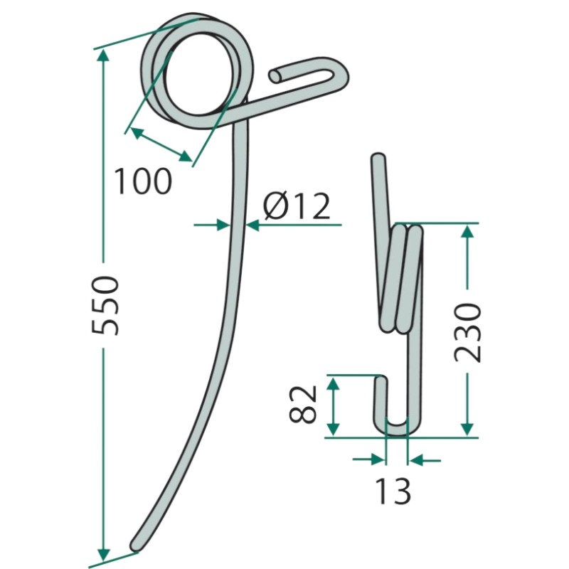 Zavlačovací pero 550 x 12 mm pro secí stroje Väderstad Rapid, Megaseed, Fieldbird, Profibird, Megadrill