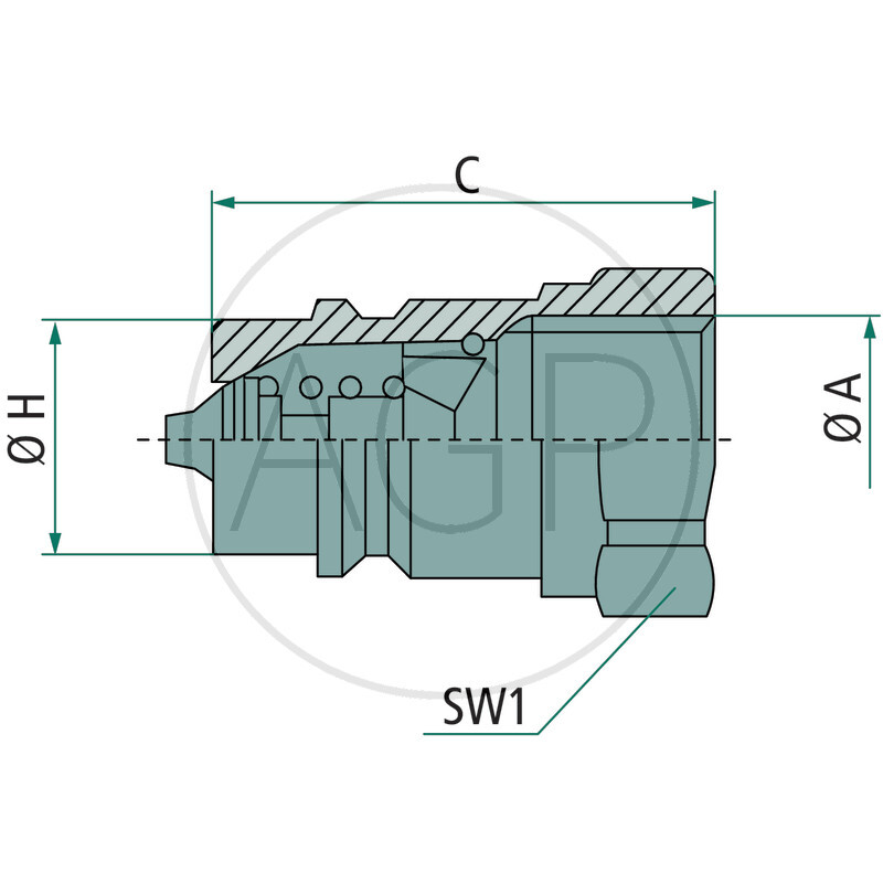 Hydraulická rychlospojka Faster samec s vnitřním závitem 1/4 BSPT s označením NV14GASM