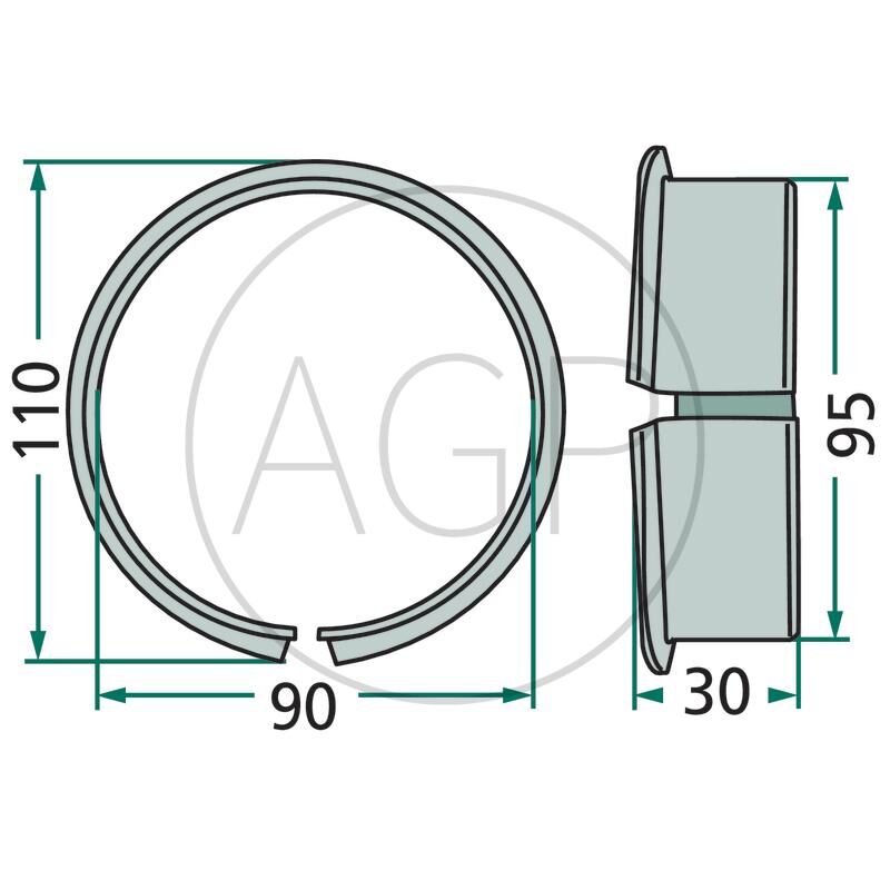 Kluzné pouzdro s lemem pro Fella, na typy KM 167, 187, 225, SM 210, 260, 270, 320, 350