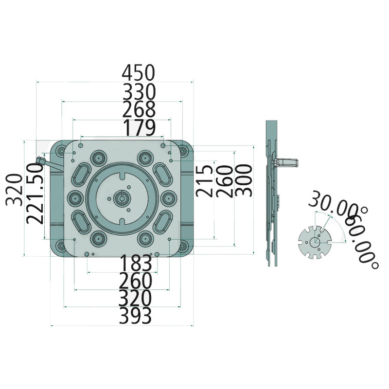 Otočná deska k sedadlu na traktor s otočným úhlem 360° a s aretací ve více bodech