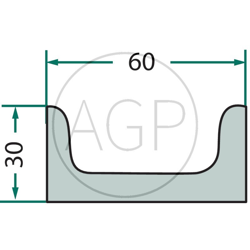 Hřeblová lišta na rozmetadlo hnoje Heywang U-profil 25 x 50 vypouklý délka 1670 mm