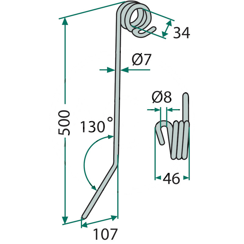 Zavlačovací pero pro lehké secí brány vhodné pro Hatzenbichler délka 500 mm