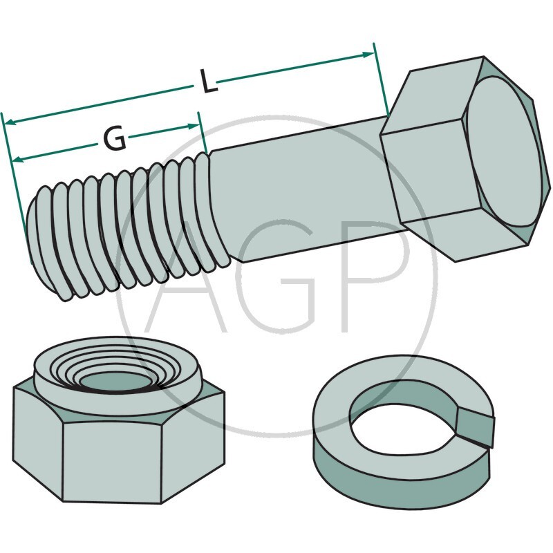 Šroub s maticí a pérovou podložkou 7/16 x 35 UNF pro frézovací nože vhodný pro Howard