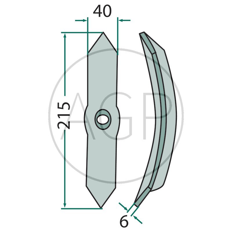 Hrot kultivátoru 40 x 6 x 215 vhodný pro pera 45 x 10 Rau, Saphir