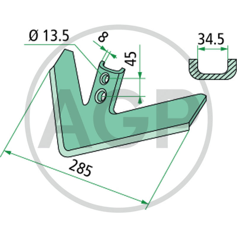Šípová radlička kultivátoru pracovní šířka 285 mm vhodná pro Maschio