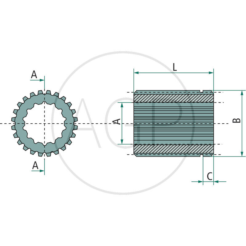 Objímka spojky 50x45 x 16/32DP,T11