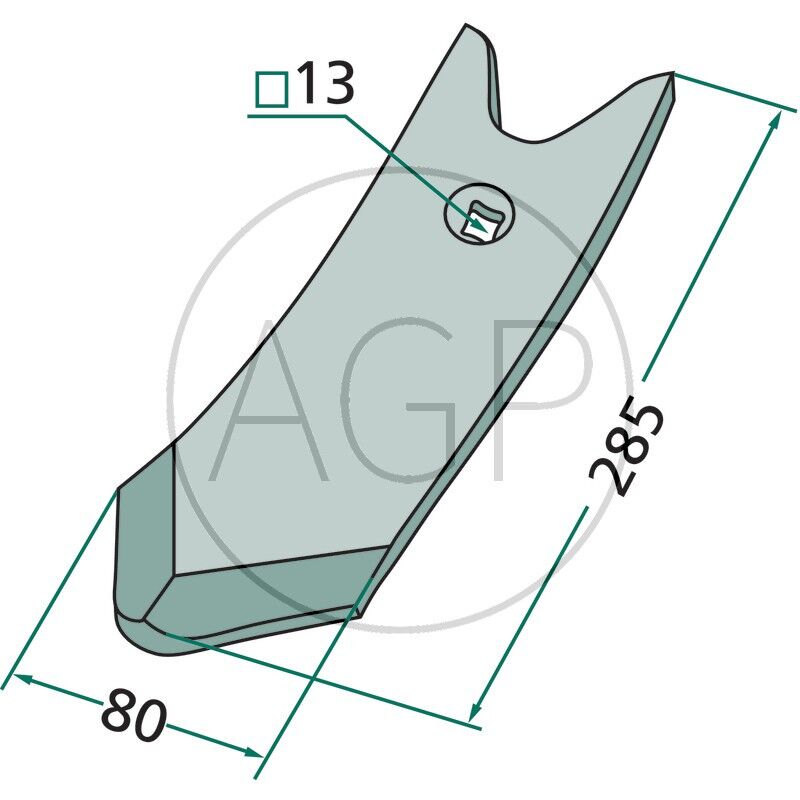 Hrot radlice pro těžké kultivátory Köckerling Topmix standard 285 x 80 x 14 mm