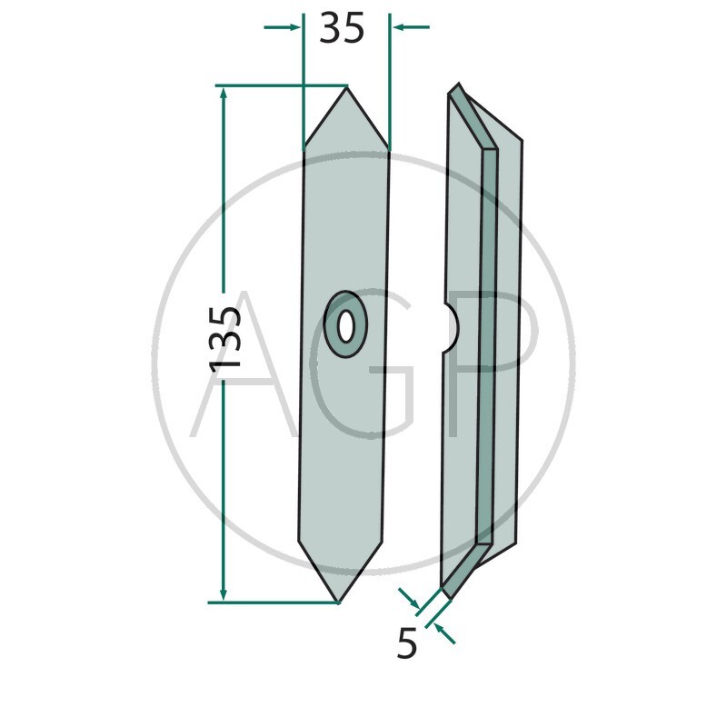 Hrot kombinátoru, kultivátoru, kompaktoru rovný 35 x 5 x 135 mm