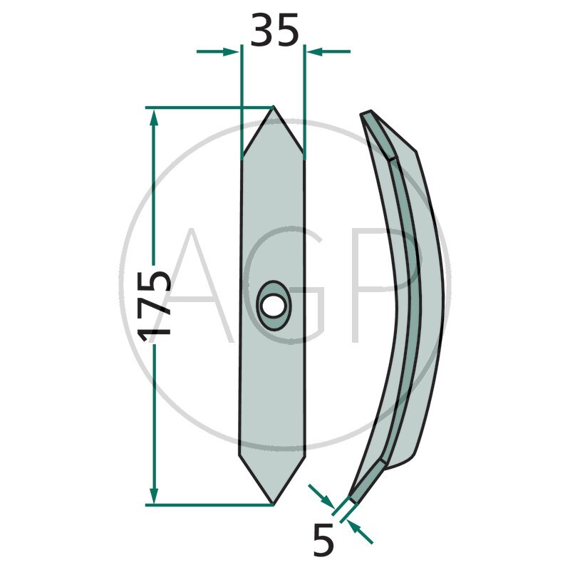 Hrot, radlička kombinátoru, kultivátoru, kompaktoru 35 x 5 x 175 vhodný pro Rau a Kverneland