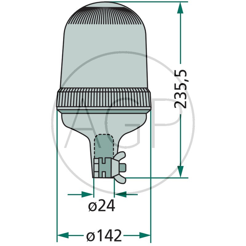 Maják s halogenovou žárovkou 12 V a s připojením na nástrčnou trubku