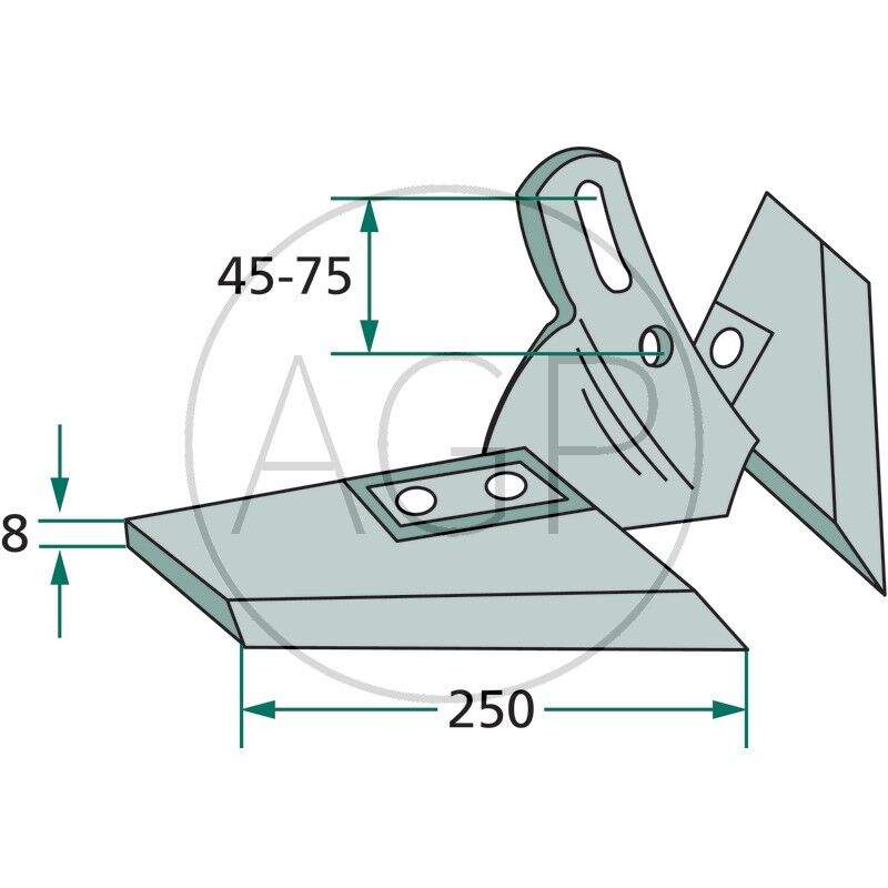 Křídlové ostří komplet vhodné pro těžké kultivátory Frank, Köckerling, Rau, Vogel a Noot