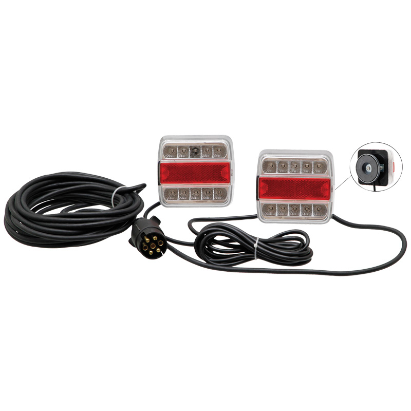 LED magnetická koncová světla včetně kabelu 7 m a 7 pin zástrčky pro přívěsy