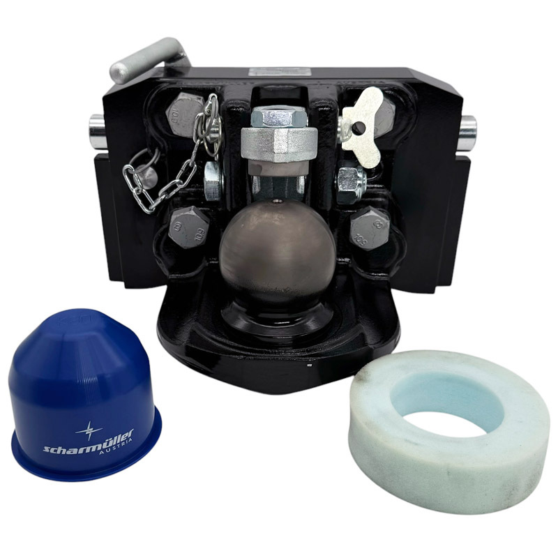 Scharmüller závěs s koulí K80 o šířce 320 mm s tloušťkou vedení 20 mm a bočními čepy 30 mm