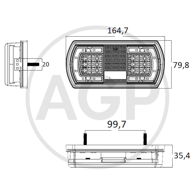 LED zadní skupinové světlo, levé zadní led světlo 9-33 V, led světlo k přívěsu