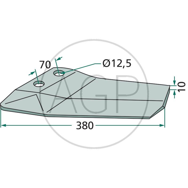 Křídlové ostří levé vytvrzené FL37P vhodné pro Amazone, Lemken, Saphir těžké kultivátory