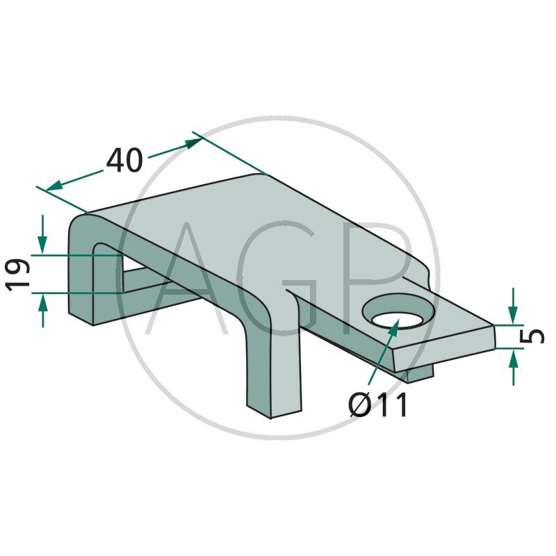 Držák pro pera kultivátoru o rozměru 40 x 10 mm
