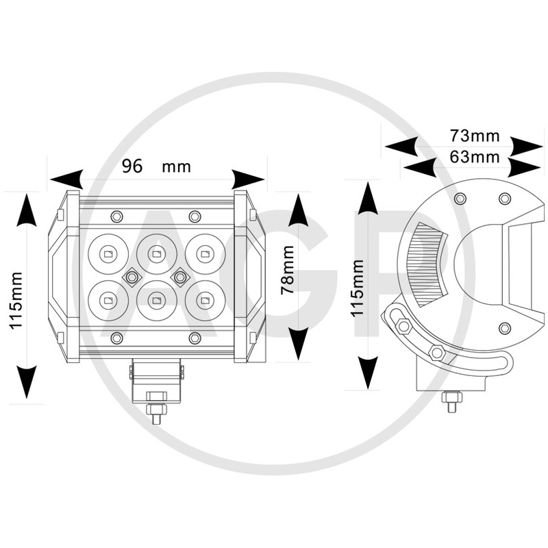 LED pracovní světlo, 6-ti diodové LED světlo na 9-33 V, se svítivostí 1300 lumenů