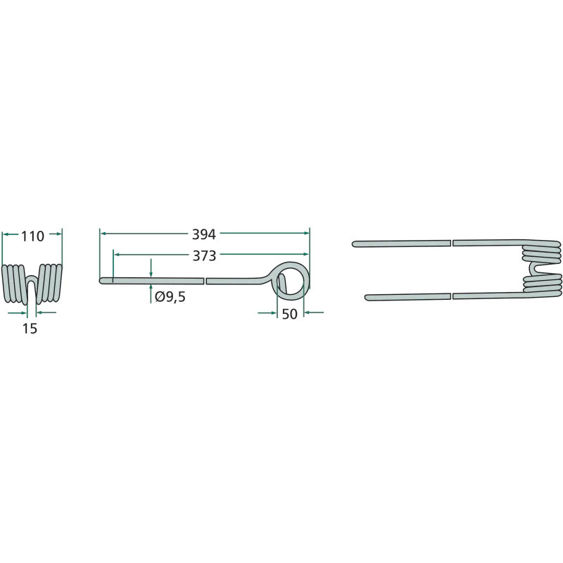 Pero obraceče levé pro Kuhn a New Holland o délce 394 mm